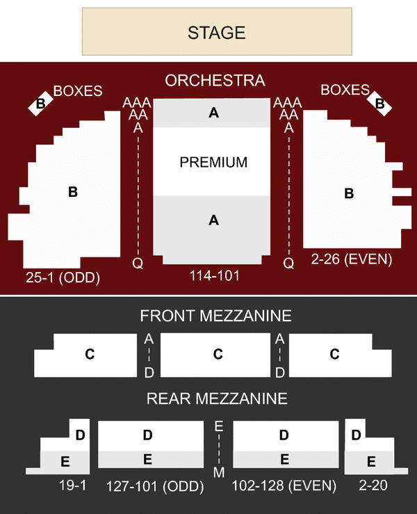 Brooks Atkinson Theater Seating Chart