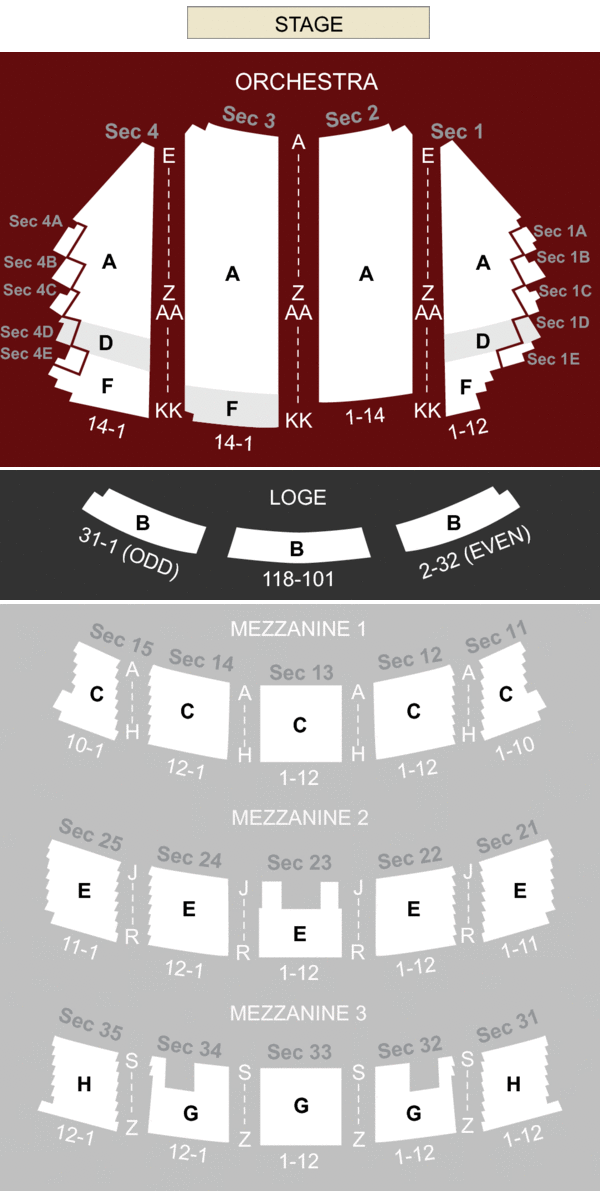 Paramount Theatre Seating Chart