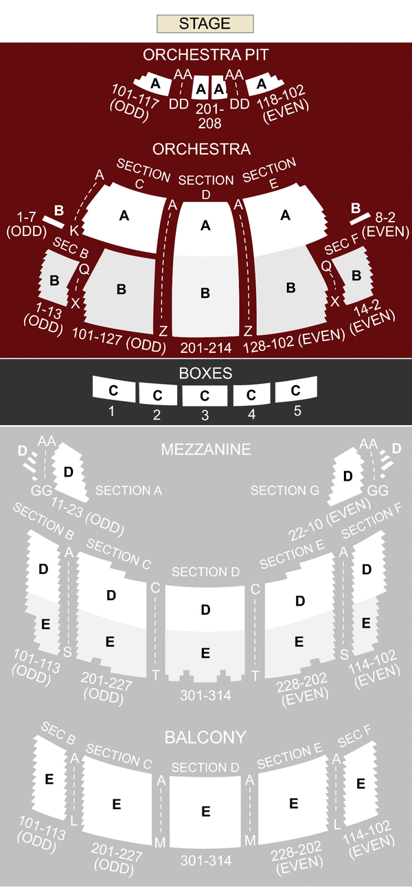 Mortensen Hall - Bushnell Theatre Seating Chart