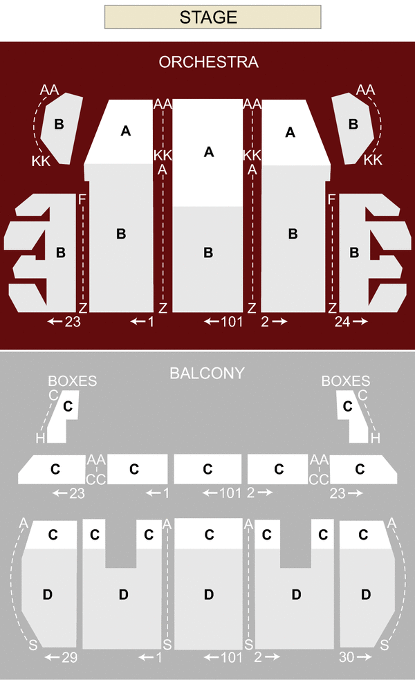 Proctors Theatre Mainstage Seating Chart