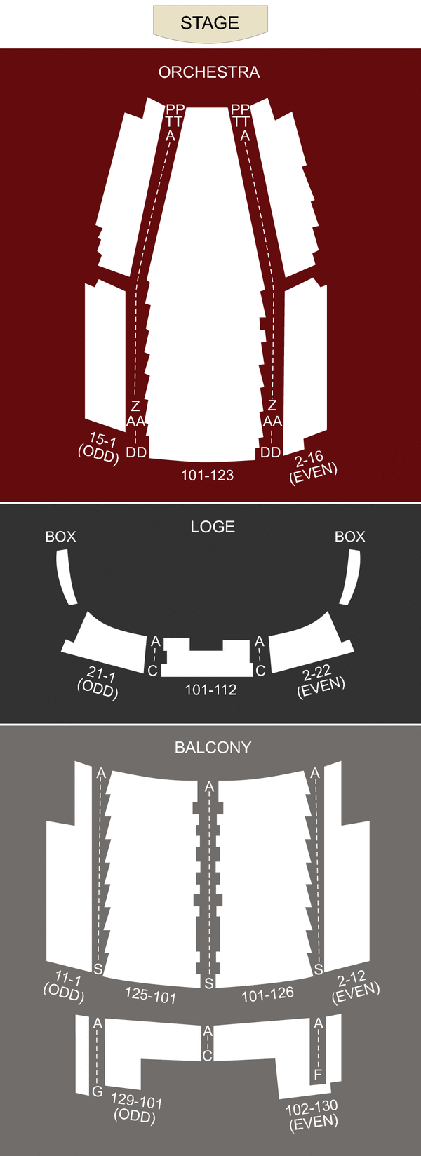 Bader Theatre Seating Chart